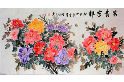 富贵吉祥牡丹六尺全开_特等奖作品